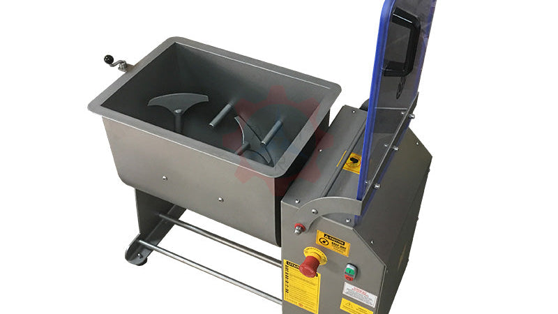 Bread mixer with open lid on a white background