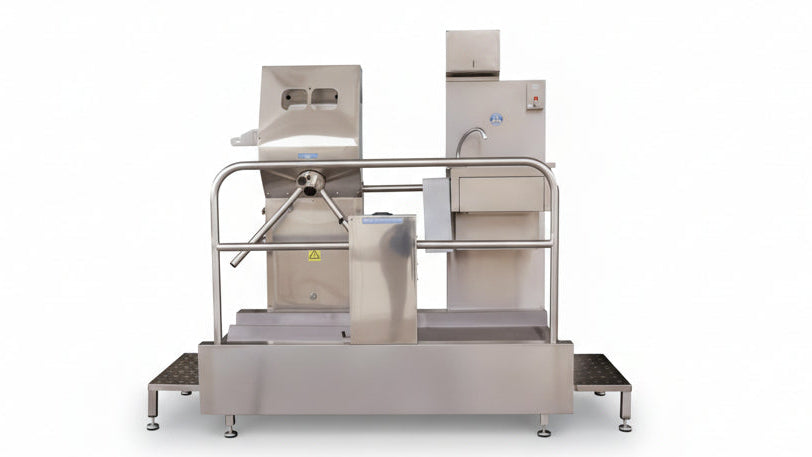 Industrial packaging machine on a white background
