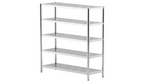 Metal shelving unit with dimensions labeled L and W.