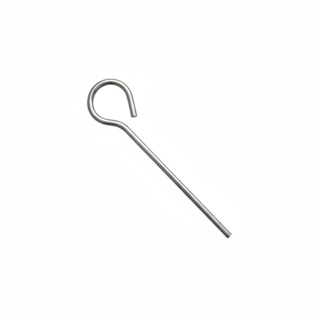 Metal tent peg on a white background