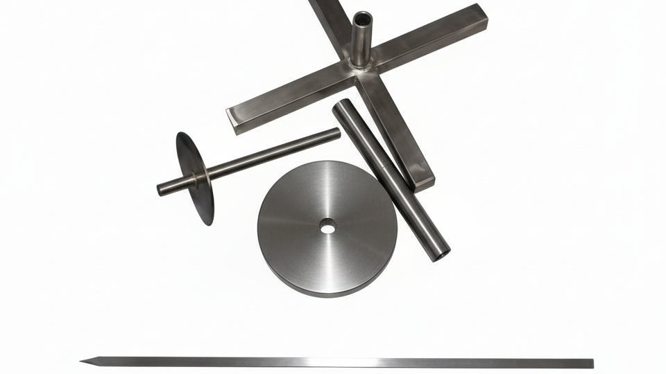 Set of metal components on a white background